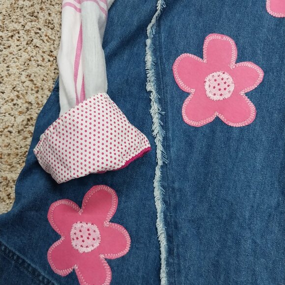 3654 Size Large Easel Upcycled Jean Shacket In Pink and Grey. NWT. - Picture 3 of 7